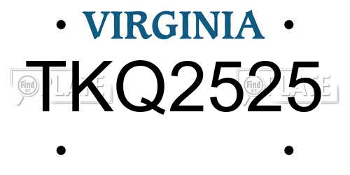 TKQ2525 Virginia License Plate