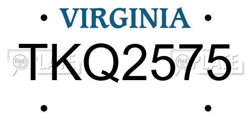 TKQ2575 Virginia License Plate