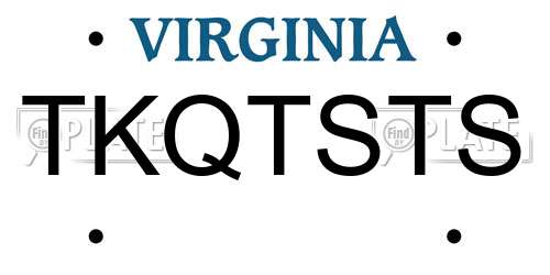 TKQTSTS Virginia License Plate