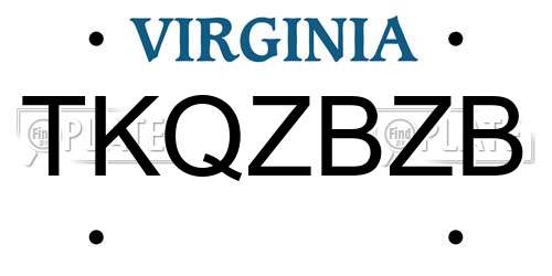 TKQZBZB Virginia License Plate
