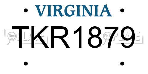 TKR1879 Virginia License Plate