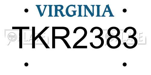 TKR2383 Virginia License Plate