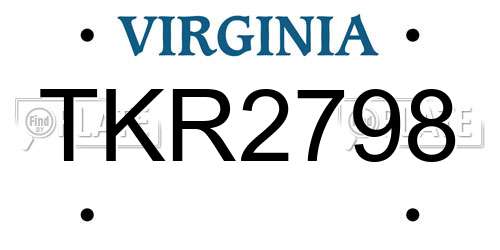 TKR2798 Virginia License Plate