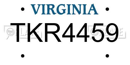 TKR4459 Virginia License Plate