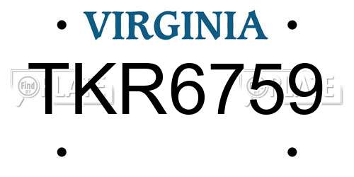 TKR6759 Virginia License Plate