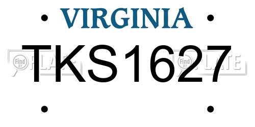 TKS1627 Virginia License Plate