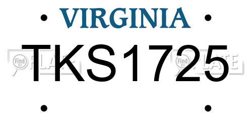 TKS1725 Virginia License Plate