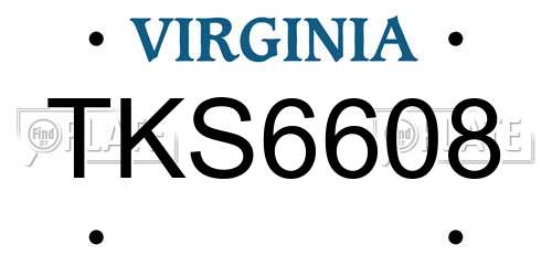 TKS6608 Virginia License Plate