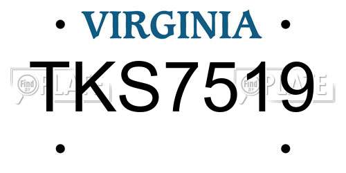 TKS7519 Virginia License Plate