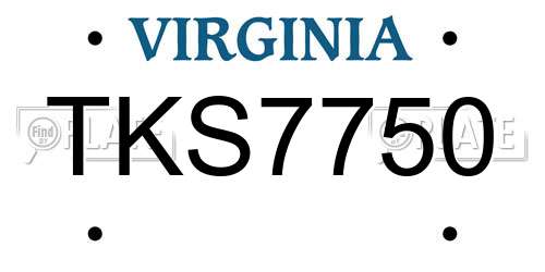 TKS7750 Virginia License Plate