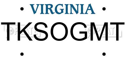 TKSOGMT Virginia License Plate