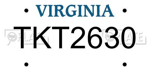 TKT2630 Virginia License Plate