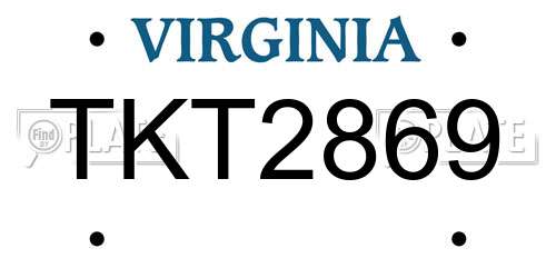 TKT2869 Virginia License Plate