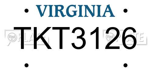 TKT3126 Virginia License Plate