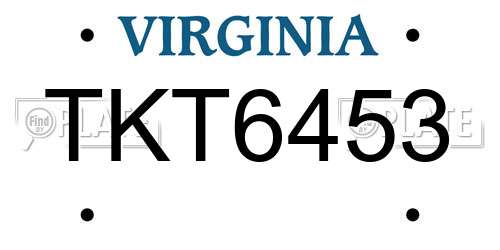 TKT6453 Virginia License Plate