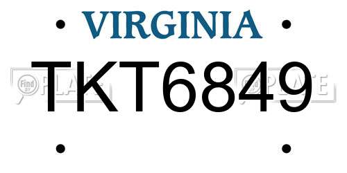 TKT6849 Virginia License Plate