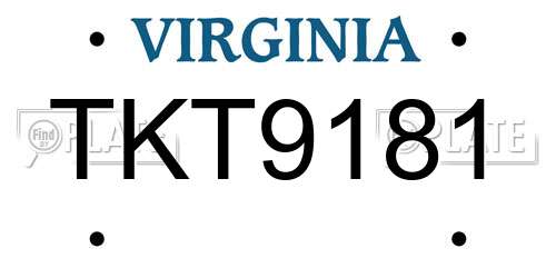 TKT9181 Virginia License Plate