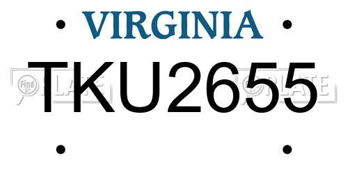 TKU2655 Virginia License Plate