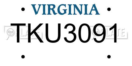 TKU3091 Virginia License Plate