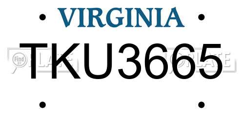 TKU3665 Virginia License Plate