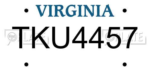 TKU4457 Virginia License Plate