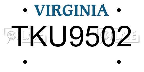TKU9502 Virginia License Plate