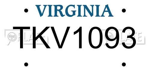TKV1093 Virginia License Plate