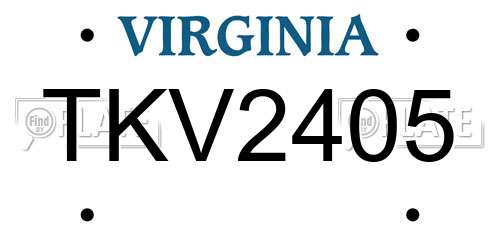 TKV2405 Virginia License Plate