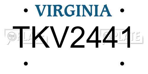 TKV2441 Virginia License Plate