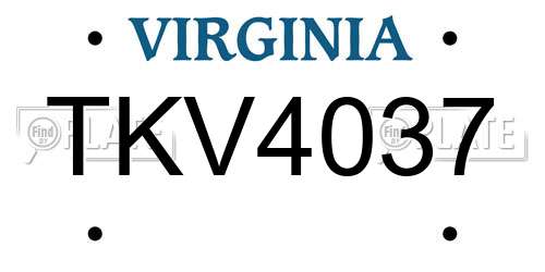 TKV4037 Virginia License Plate