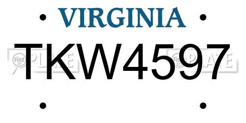 TKW4597 Virginia License Plate