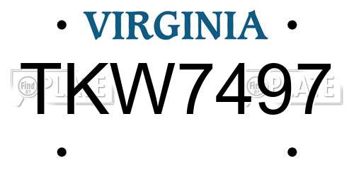 TKW7497 Virginia License Plate