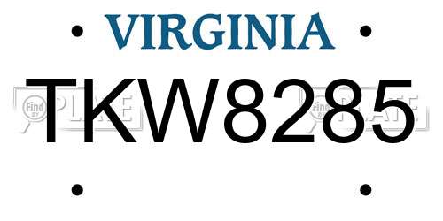 TKW8285 Virginia License Plate