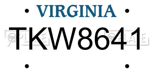 TKW8641 Virginia License Plate