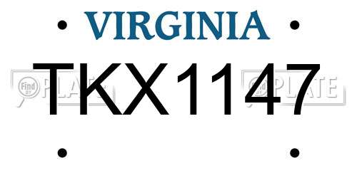 TKX1147 Virginia License Plate