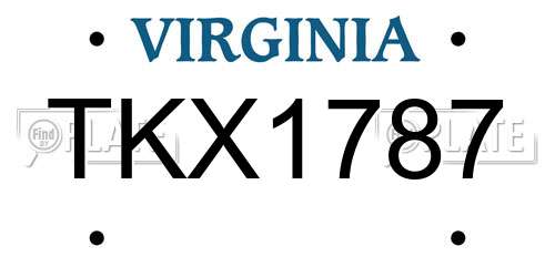 TKX1787 Virginia License Plate