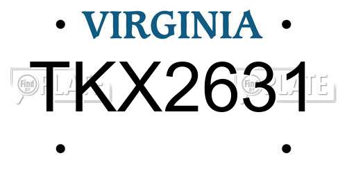 TKX2631 Virginia License Plate