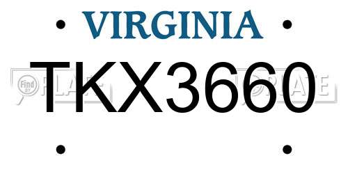 TKX3660 Virginia License Plate