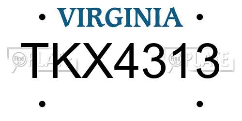 TKX4313 Virginia License Plate