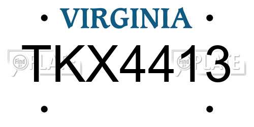 TKX4413 Virginia License Plate