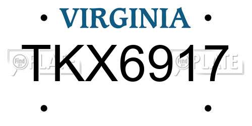 TKX6917 Virginia License Plate
