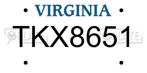 TKX8651 Virginia License Plate