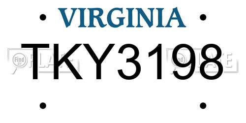 TKY3198 Virginia License Plate