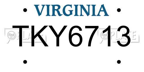 TKY6713 Virginia License Plate
