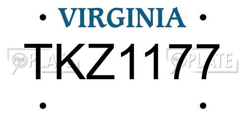 TKZ1177 Virginia License Plate