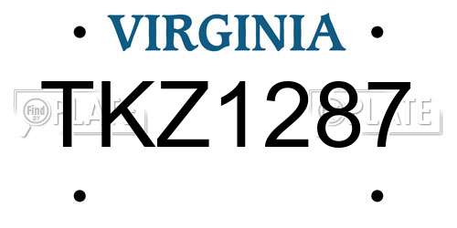 TKZ1287 Virginia License Plate