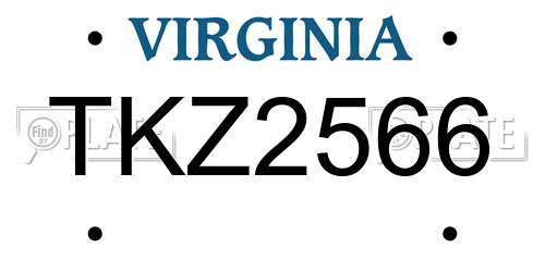 TKZ2566 Virginia License Plate