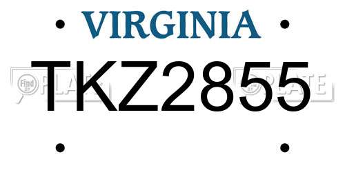 TKZ2855 Virginia License Plate
