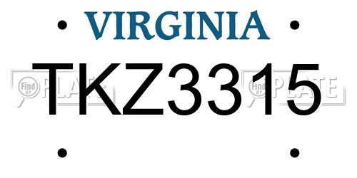 TKZ3315 Virginia License Plate