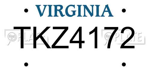 TKZ4172 Virginia License Plate